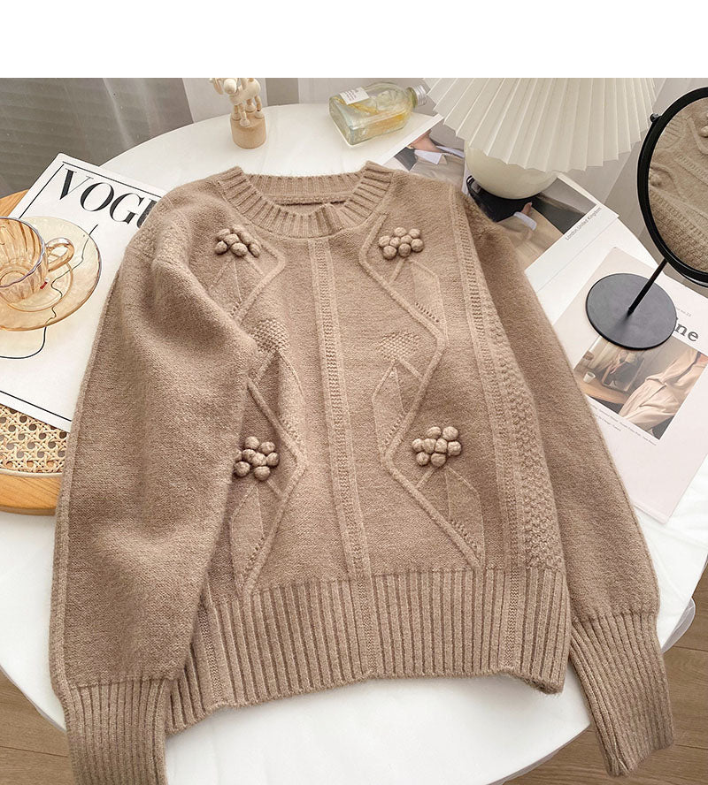 Personalisierter Pullover mit dreidimensionalem Blümchendesign 6002