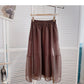 Korean version of slim and long A-line skirt with vertical feeling  5810