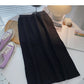 Simple solid color high waist knitted thread A-line skirt  5750