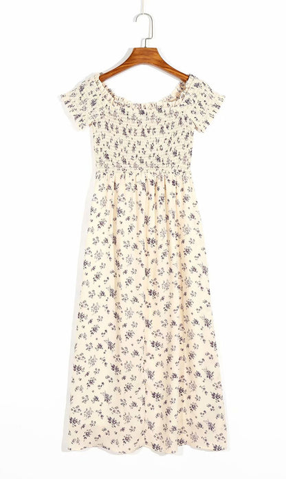 Sexy florales Urlaubswinddruck-Faltenkleid mit einem Halsausschnitt 7070