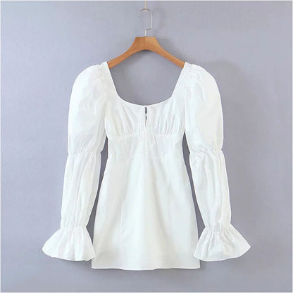Retro court style square collar sweet foreign style Hip Wrap Skirt  7142