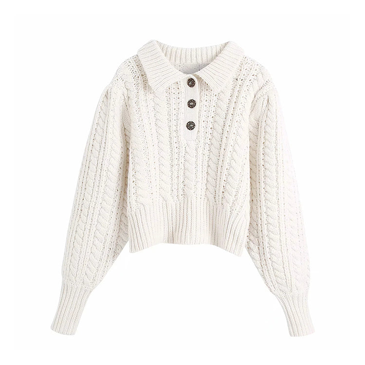 Vintage Twist Pullover ausgehöhlter achtfädiger Strickpullover 7172