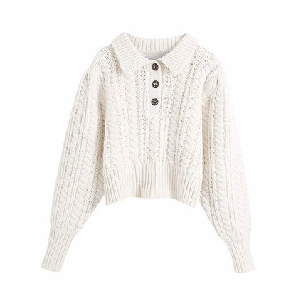 Vintage Twist Pullover ausgehöhlter achtfädiger Strickpullover 7172