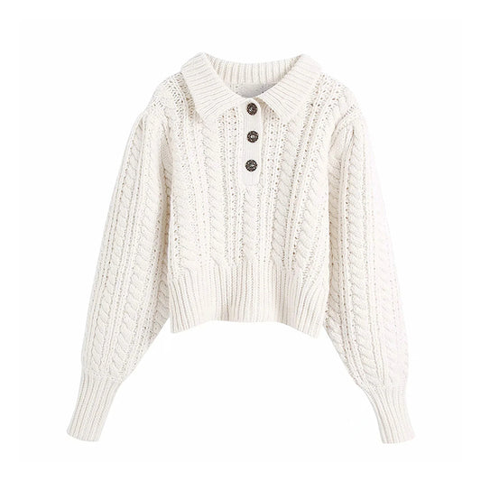 Vintage Twist Pullover ausgehöhlter achtfädiger Strickpullover 7172