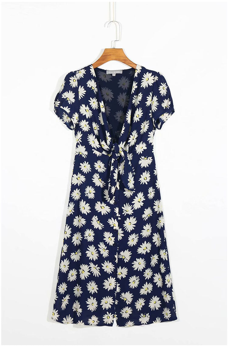 Taillenlanges, kurzärmliges Schnürkleid 7099