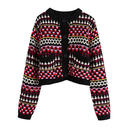 Neuer Retro-Jacquard-Pullover für europäische und amerikanische Frauen 7348