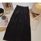 Retro High waist elastic pleated slim A-line skirt  5779