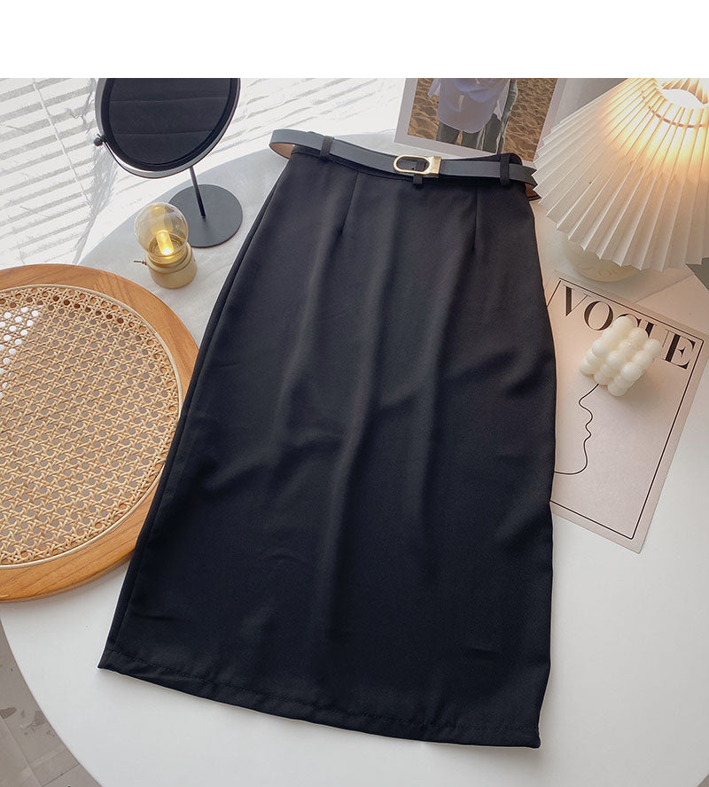 Split design, high waist, thin temperament, A-shaped skirt  5696