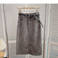 Versatile port style high waist split skirt  5820