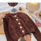 Korean version single breasted retro fashion slim short long sleeve top  5984