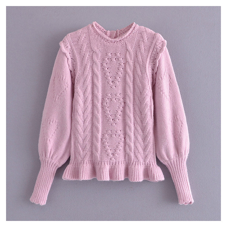Pullover im Vintage-Palace-Stil mit Blasenärmeln 7308