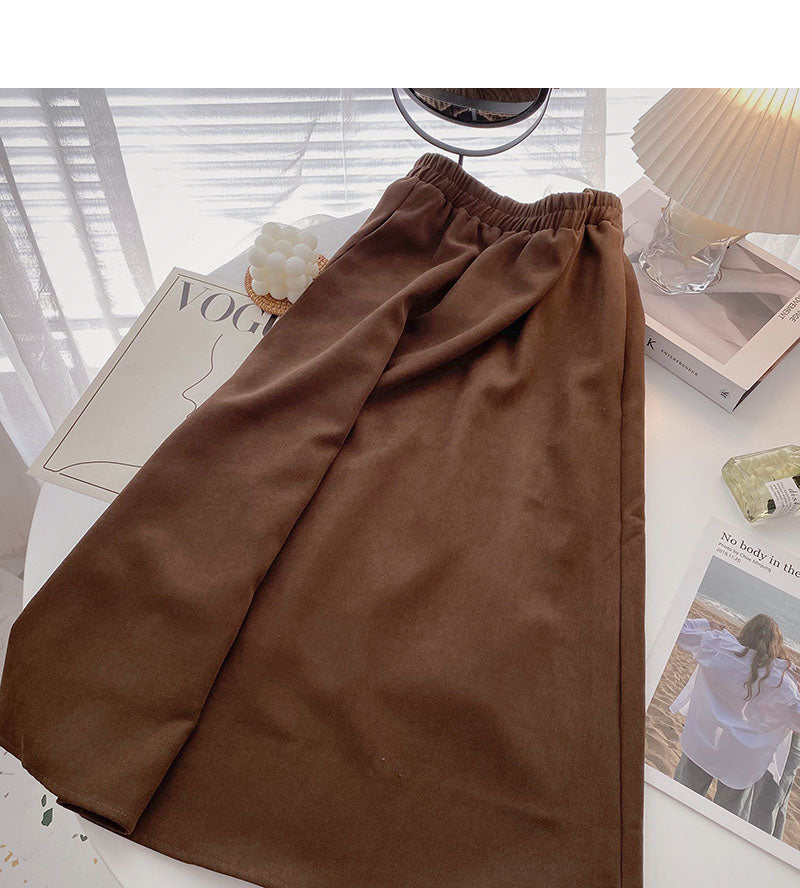 Solid color casual and versatile lazy A-shaped dress  5712