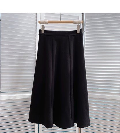 Temperament solid color versatile high waist skirt  5831
