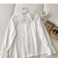 Female Crocheted hollow out baby collar breasted cotton linen shirt  6250
