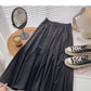 Versatile fashion solid high waist A-shaped medium length skirt  5814