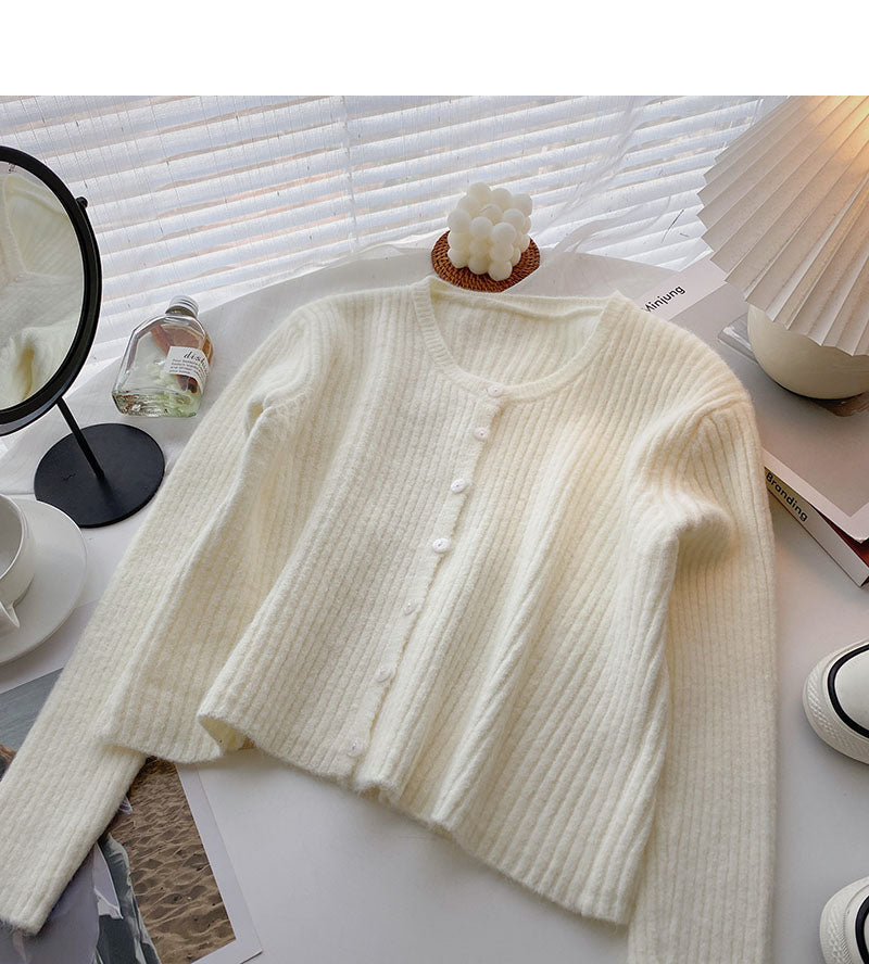 Cardigan à manches longues et col en V pour femme, tricot décontracté et polyvalent, 6554