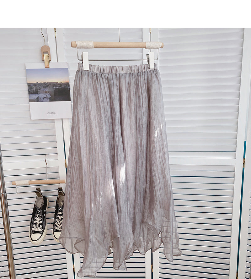 Versatile slim draped high waist A-line skirt  5806