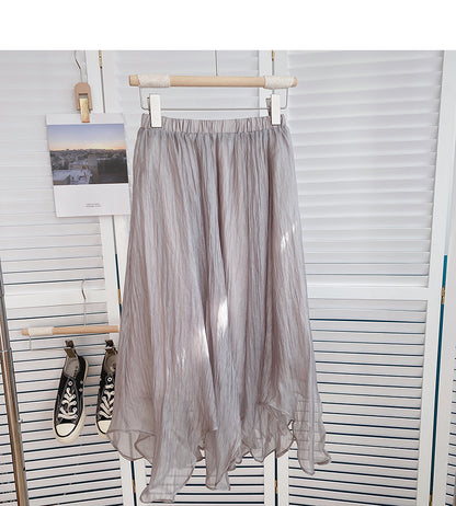 Versatile slim draped high waist A-line skirt  5806