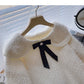 Korean minority design bow tassel long sleeve top  6583