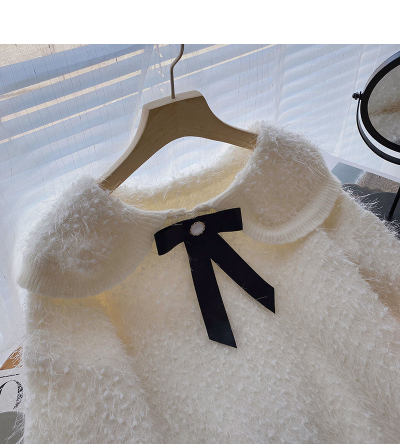 Korean minority design bow tassel long sleeve top  6583