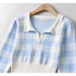 T-shirt col polo à carreaux motif échiquier vintage 7394