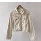 Hong Kong style, ancient and versatile student long sleeved short coat  6213