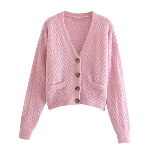 Veste cardigan polyvalente en tricot sergé à chevrons 7400