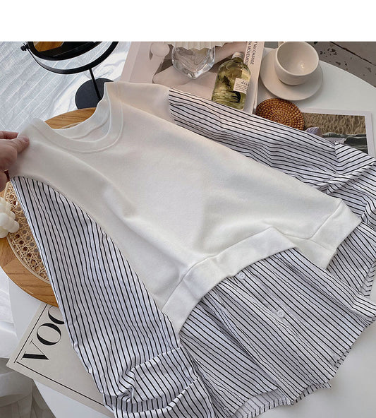 Sens du design couture à rayures fausses deux chemises 6281