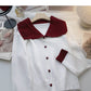 Baby collar long sleeve Vintage sweater single breasted top  6517