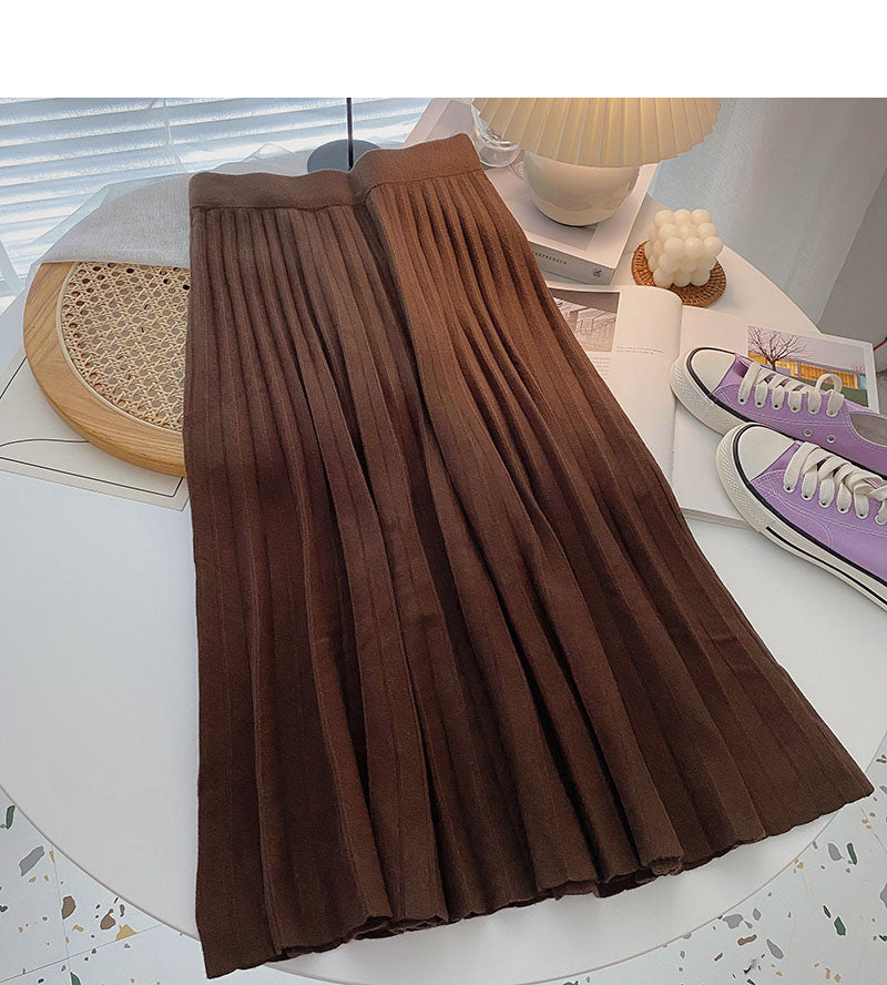 Retro-Modenische A-förmiger Strickrock mit hoher Taille 5756
