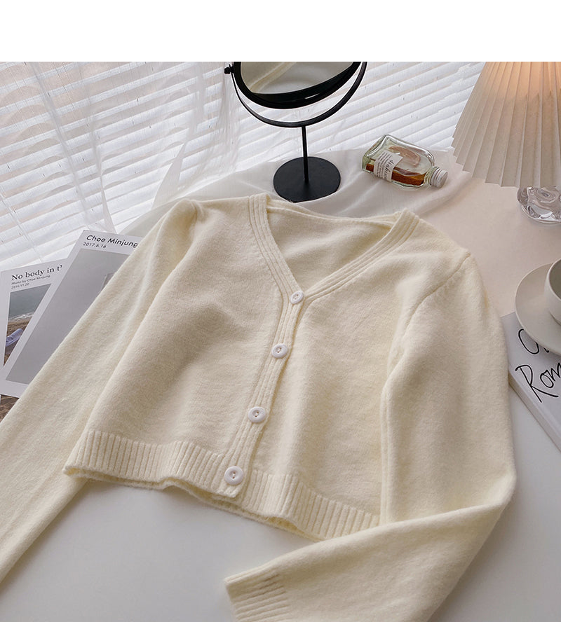 Koreanische Mode kurze hohe Taille vielseitige kleine V-Ausschnitt Top Mode 5894