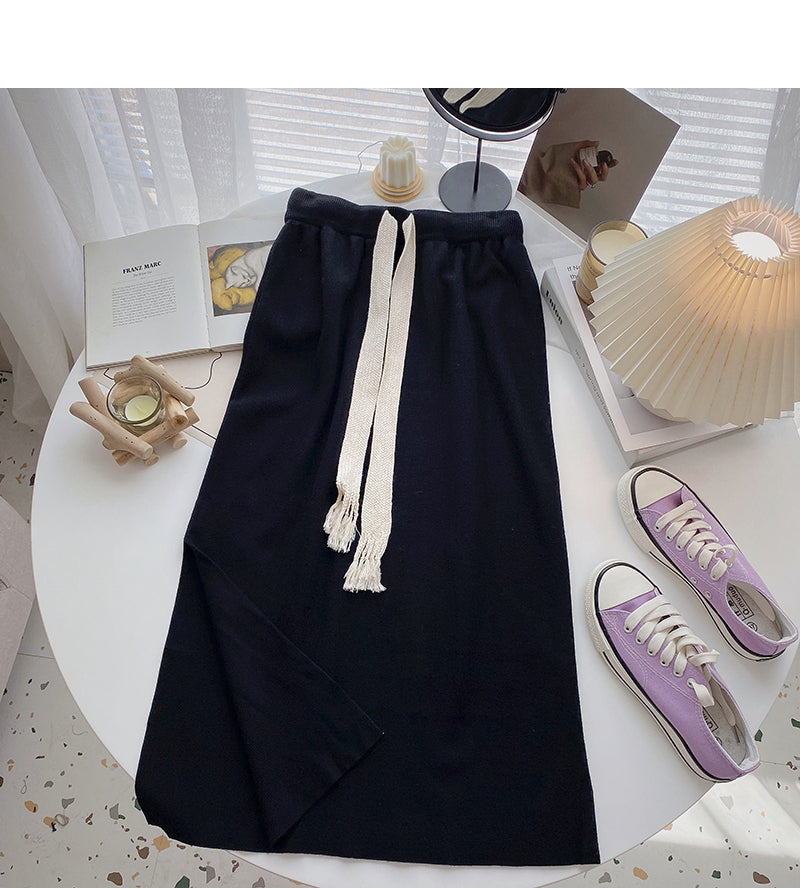 Korean version of lazy style versatile pop split skirt  5783