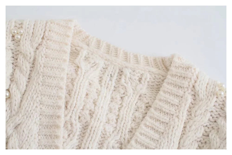 Sweet artificial jewelry button sweater cardigan jacket 7472