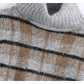 New lazy high neck slim plaid sweater  7503