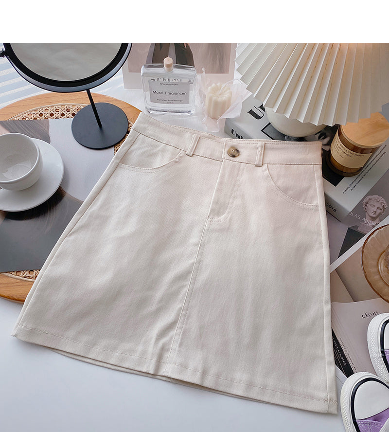 New Korean version simple leisure solid color short skirt trend  5659