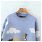 Hand Crocheted small animal jacquard round neck Pullover knitted sweater  7497