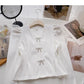 Bow Vintage V-Neck Sweater slim slim long sleeve top  6622