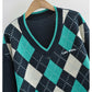 American Vintage Pullover mit V-Ausschnitt und Rautenmuster 7297