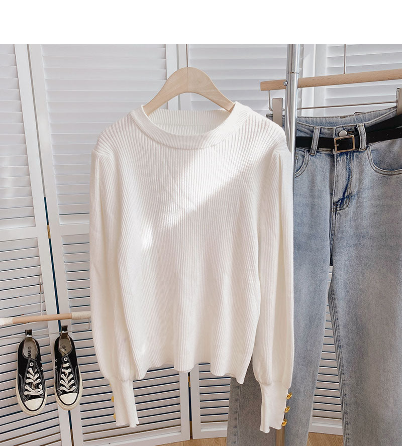 Solider Basic-Pullover Rundhals-Langarmpullover 6146