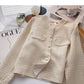 Vintage pearl button long sleeve plaid coat  6215