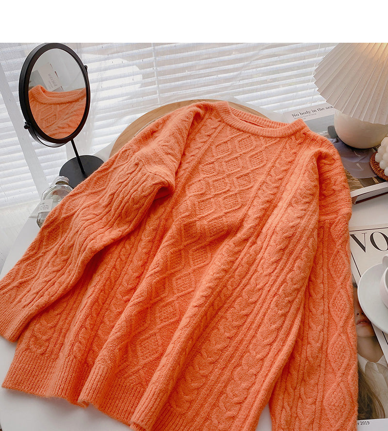 New Korean simple and versatile loose long sleeve Pullover Top  5957