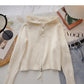 Cardigan knit Hooded Jacket versatile long sleeve top  6522