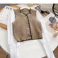 Französische zweiteilige Bluse mit kleinem eckigem Ausschnitt und genähten langen Ärmeln 6592