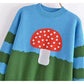 New jacquard mushroom knitted stripe long sleeve sweater  7289