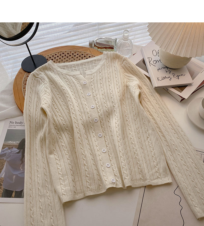Korean minority design simple casual single breasted long sleeved top  6572