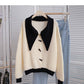 Baby collar Vintage ox horn button cardigan sweater  6203