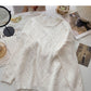 Korean lace edge round neck long sleeve design top  5985