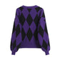 Strickjacke mit V-Ausschnitt und lockerem Temperament für Damen mit Laternenärmeln 7413