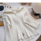 Cardigan Strickmantel mit Kapuze einfarbig kurzes Top 6590