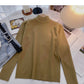 Solid color simple and versatile stand collar Pullover long sleeve Knitted Top  6655
